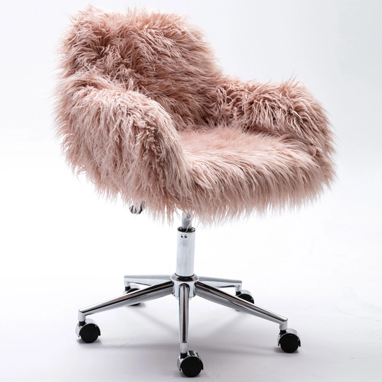 LUXMOD Faux-fur Chrome Base adjustable Office Chair
