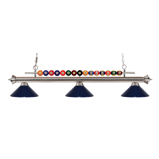 Avery Home Lighting Shark 3-light Island/Billiard Navy Blue-finished Light - Blue - Brushed Nickel