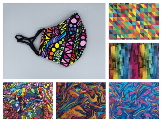 Colorful, Bright Face Mask - Adult, Child, Kid, School, Adjustable, Nose Wire, Cotton, Washable, Handmade, Reusable