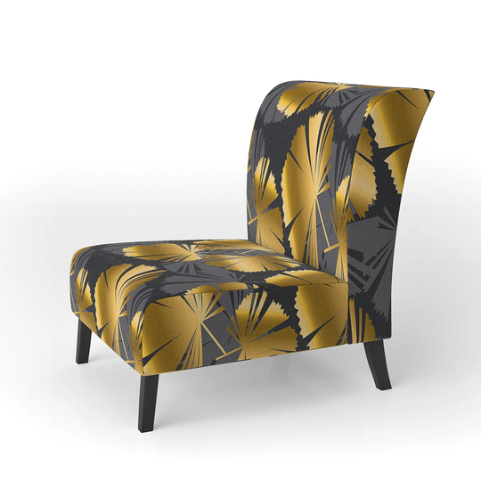 Designart 'Golden Palm Leaves III' Upholstered Mid-Century Accent Chair