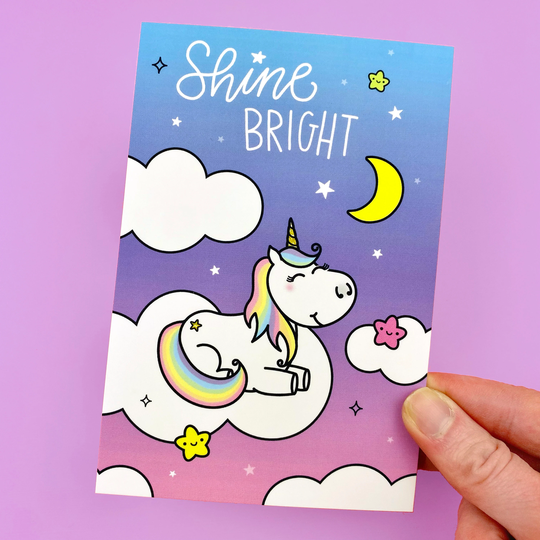 Shine Bright Star The Unicorn Journal Card Dashboard Pencil Board