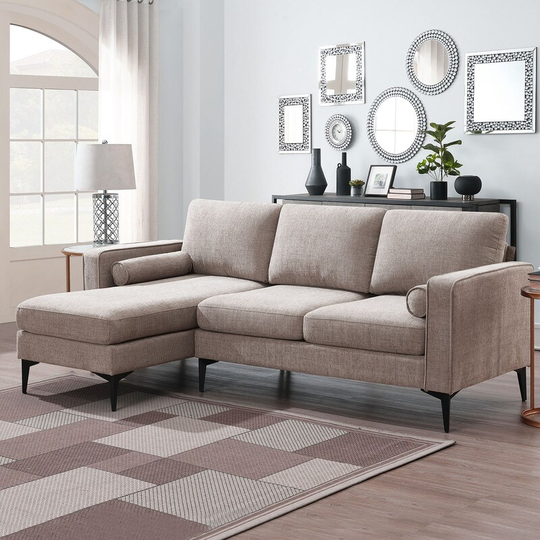 Modern Fabric Convertible Sectional Sofa, 3-Seat Sofa with Reversible Chaise