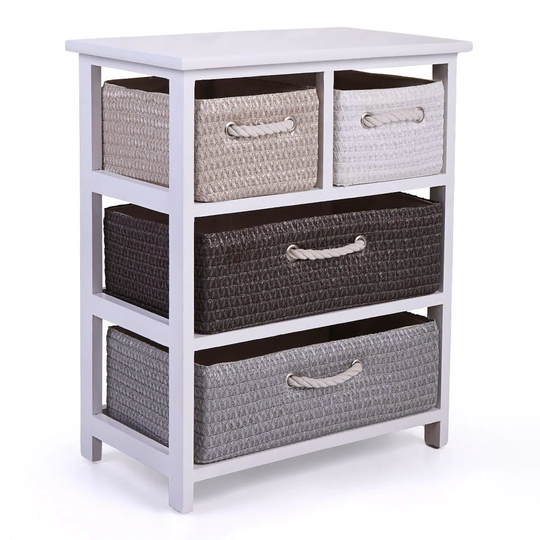 4-Drawer Storage Unit with Woven Baskets