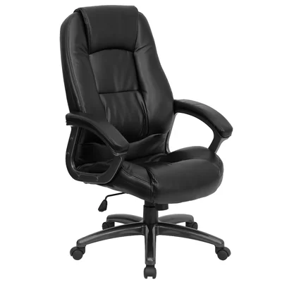 EMB High Back LeatherSoft Swivel Ergonomic Office Chair-Deep Curved Lumbar