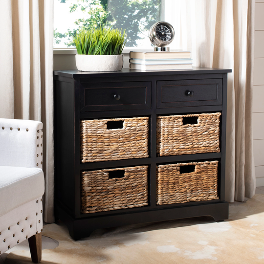 SAFAVIEH Cape Cod 6-Drawer Black Storage Unit - 29.9" x 13" x 27.6"