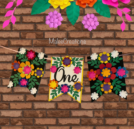 First Birthday Banner/High Chair Banner/Fiesta Banner/Uno Birthday/First Photo Shoot/Mexican Themed/Floral Banner/