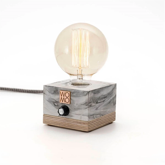 White Marble Dimmable Table Lamp, Concrete Design Industrial Decor, Edison Bedside Home Decor