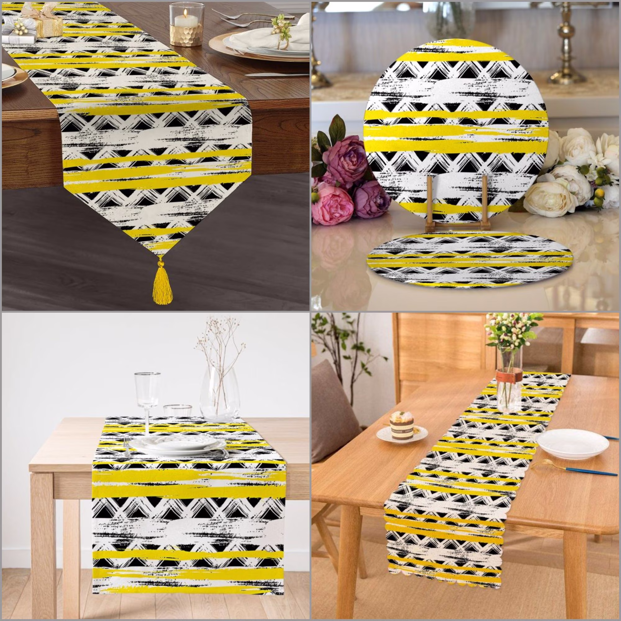 Abstract Placemat & Table Runner|Abstract Top|Set Of 2 Supla Mat|Round American Service Dining Underplate & Coasters