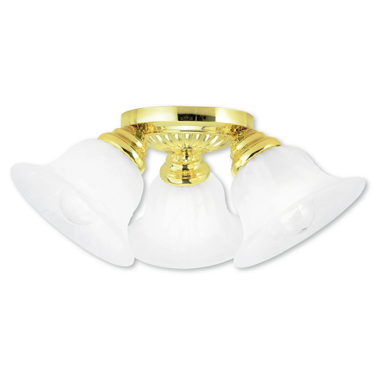 Livex Lighting Edgemont Gold Steel and Alabaster Glass 3-light Ceiling Mount Fixture