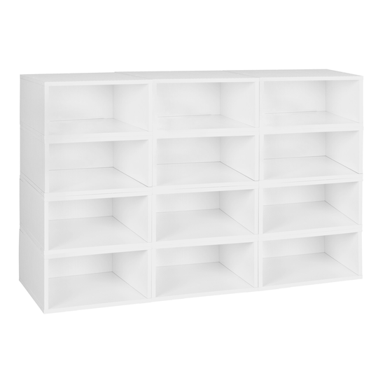 Noble Connect Storage Set- 12 Half Size Cubes- White Wood Grain