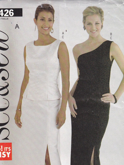 See & Sew Easy 4426 Formal Separates Uncut Sewing Pattern Sizes 6 8 10 Or 12 14 16 One Shoulder Top Front Slit Skirt