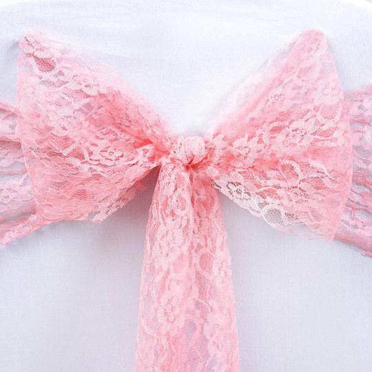 5 Pcs | 6"x108" Rose Quartz Lace Chair Sash