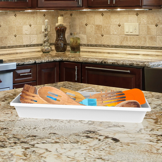 Storage Bin- Plastic Drawer Organizer Tray with Non-Slip Liner for Kitchen, Office or Vanity by Lavish Home