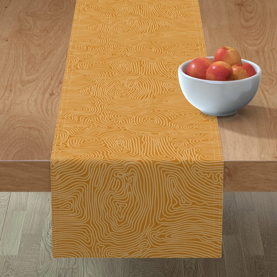 Mustard Gold Table Runner - Desert Abstract Light By Boszorka Terra Cotta Southwestern Swirls Cotton Sateen Spoonflower