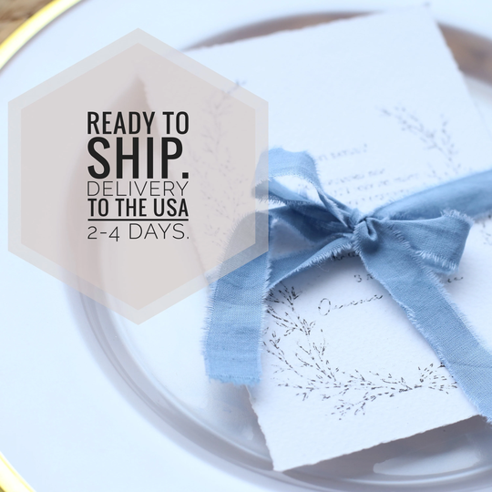 Dispatches From USA /Dusty Blue Cotton Ribbons For Invitations Or Wedding Bouquet Hand Dyed Premium Blue Ribbon Collection