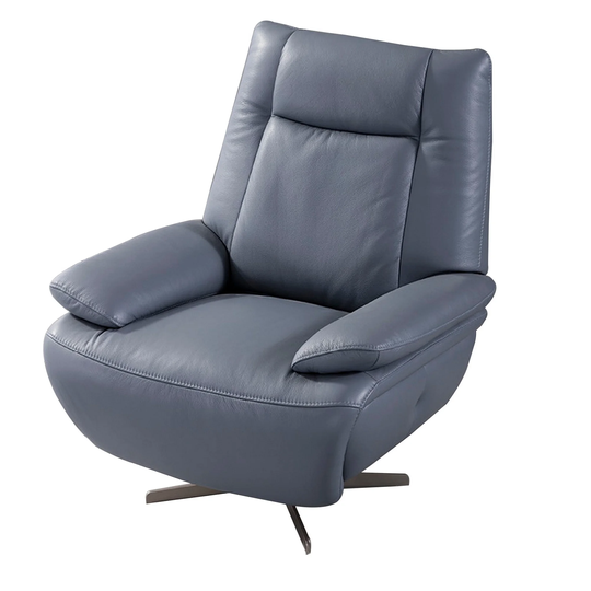 Leather Upholstered Accent Chair with Pillow Top Armrest, Gray