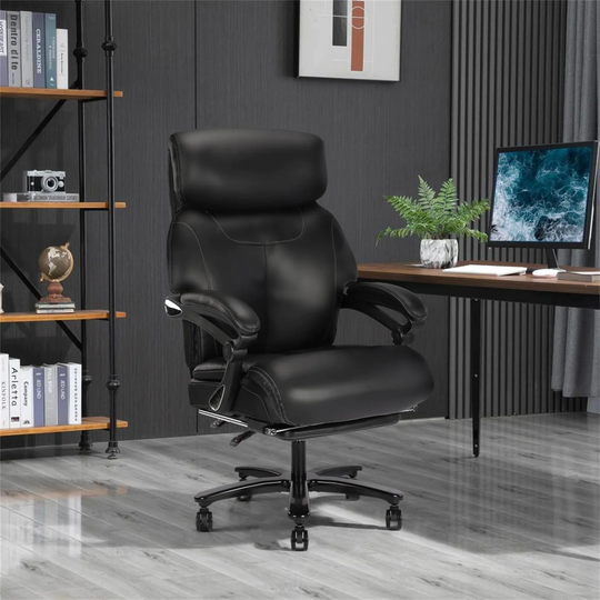 360 Degree Rotation Tall Back Black Leather Executive Office Chair