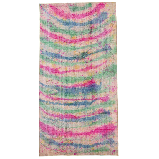 Hand-knotted Color Transition Multi Color Wool Rug - 4'10 x 9'1