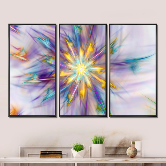Designart 'Large Exotic Colorful Flower' Floral Framed Canvas Wall Art Set of 3 - 4 Colors of Frames