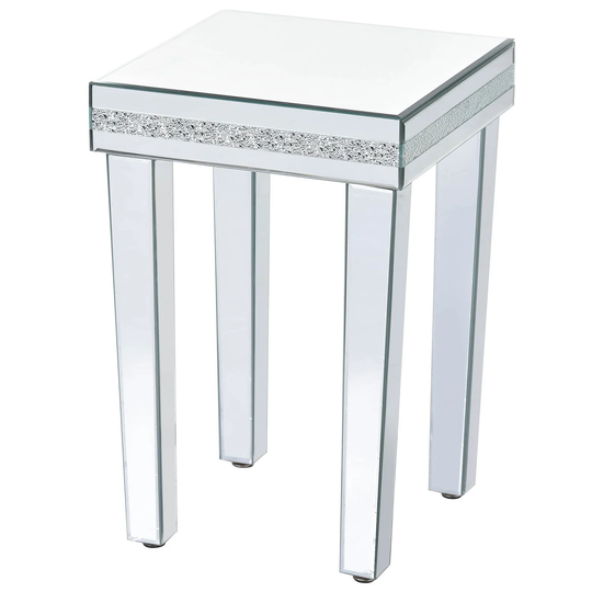 Modern Glass Mirrored Side Table,End Table with Adjustable Height Legs