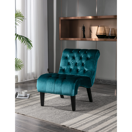 Accent Living Room Chair Leisure Chair with Rubber Wood Legs, Curved Armless Chairs Living Room Chairs for Small Spaces