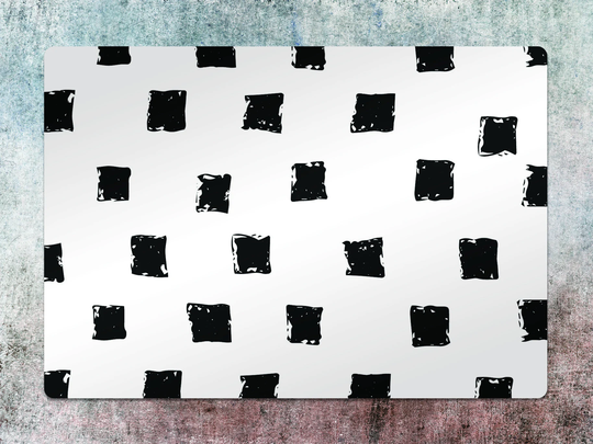 Graphic Squares Chair Mat, Black Splat Wgite Vinyl Floor Geometric Protective Office Decor, Decorative Gift Idea