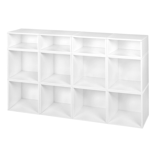 Noble Connect Storage Set- 8 Full Cubes/4 Half Cubes- White Wood Grain