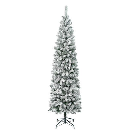 First Traditions™ 7.5 ft. Acacia Pencil Slim Flocked Tree - 7.5 ft