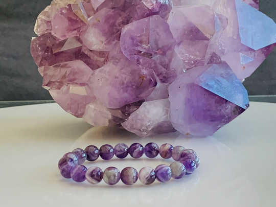 Amethyst Bracelet, Natural Stretch February Birthstone, Crystal Bead Bracelet