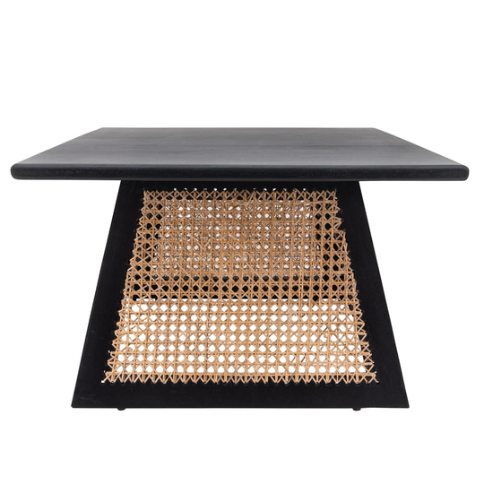 Wood 28" Cane Coffee Table 17.7"H - 27.6" x 27.6" x 17.7"