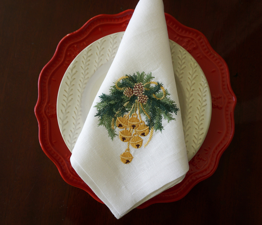 Christmas Table Decoration, Napkin, Embroidered Cloth Napkins, Holiday Table Decor, Cloth Dinner Napkins, Linen Napkins