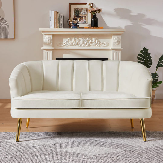 Modern Nailhead Design Upholstered Velvet Tufted Loveseat Sofa