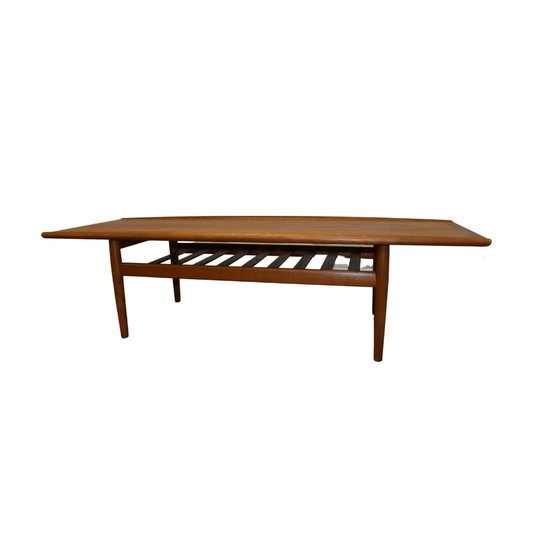 Danish Teak Coffee Table ~ Slat Shelf Made in Denmark Glostrup Mobelfabrik
