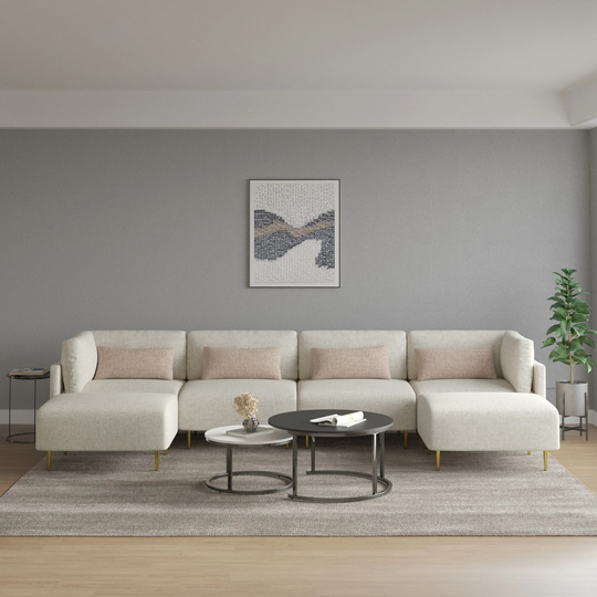 U-Shape Linen 6-seater Reversible Modular Sectional Sofa