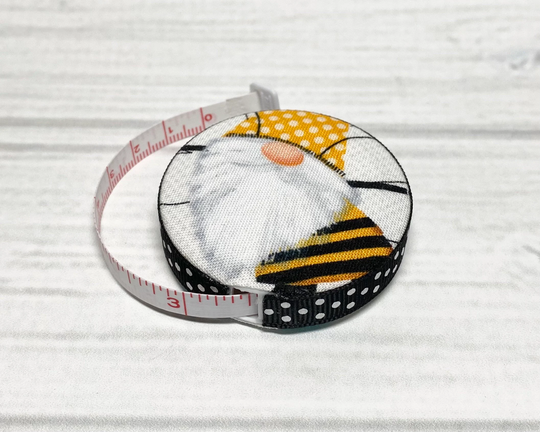 Bee Gnomes Fabric Covered Retractable Tape Measure