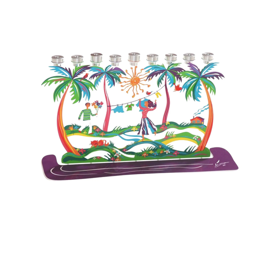 Happy Israeli Summer Menorah - Colorful Chanukah Gift