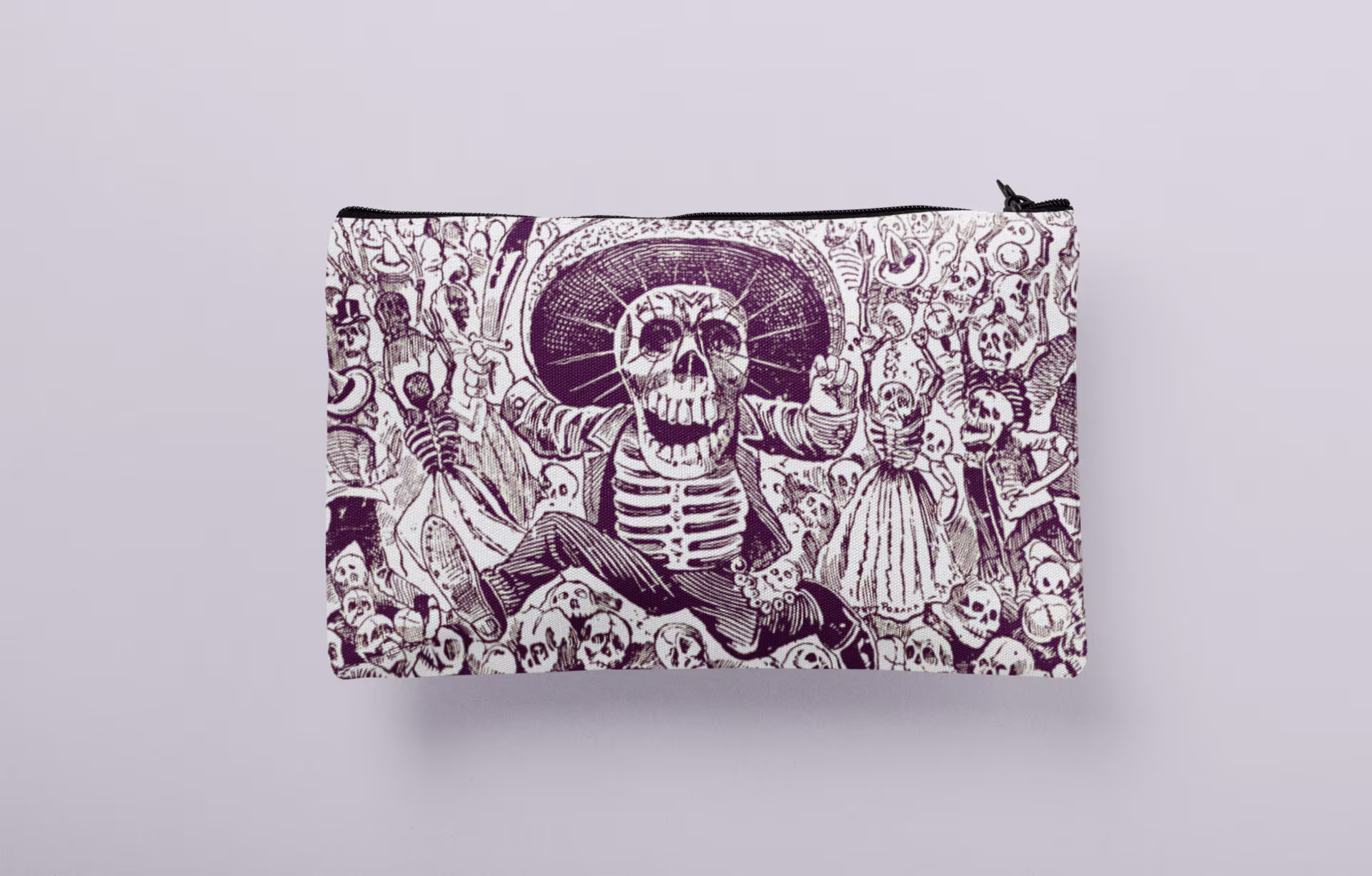 Skull Cosmetic Bag, Make-Up Zipper Pouch. Grunge Accessories, Punk Goth Pencil Case, Cosmetics Bag