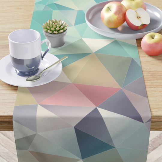 Mid Century Table Runner, Minimalist Décor, Geometric Tablecloth, Turquoise Cloth