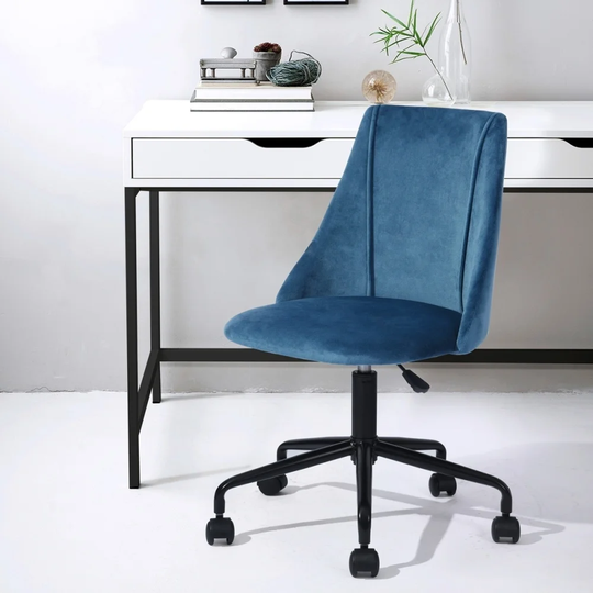 Blue Velvet Upholstered Home Office Chair