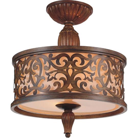 3 Light Flush Mount with Brushed Chocolate Finish