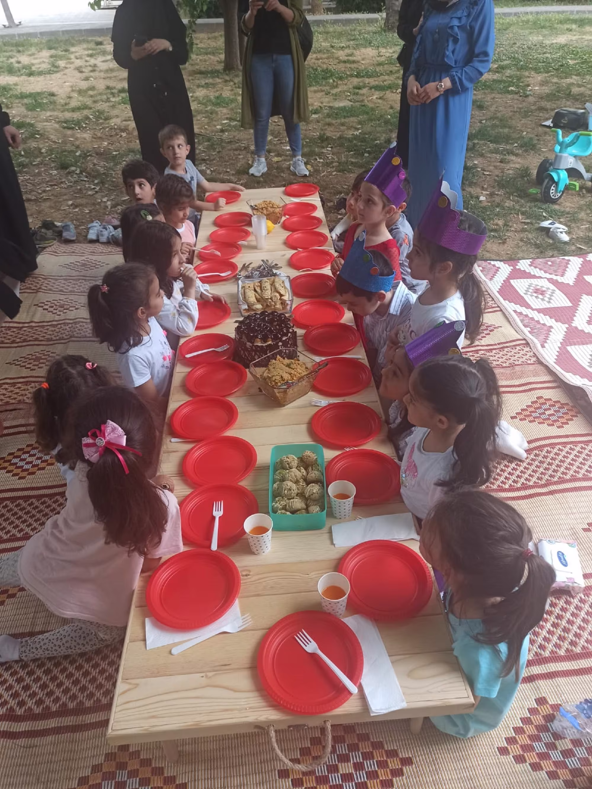 Wood Table(30x90Inch Boho Table, Wooden Low Foldable Table, Low Picnic Table, Large Garden Table
