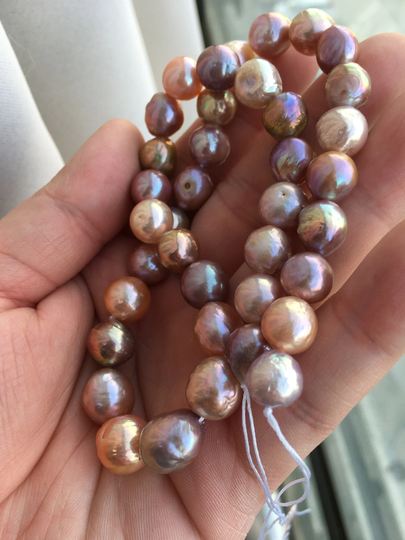 Amazing Metallic Multi-Color Kasumi Like Freshwater Pearl Strand, Atg329
