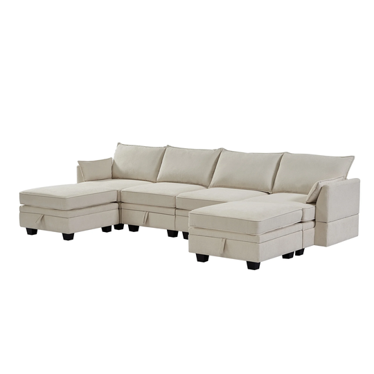 Modern U-Shape Sectional Sofa with Reversible Chaise,Convertible Sofa Bed - 115"Wx59"Dx31"H