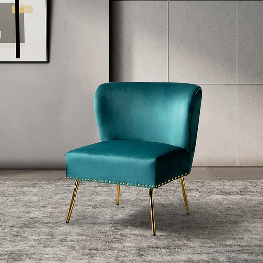 Celtia Velvet Accent Side Chair with Nailhead Trim