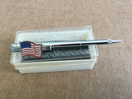 Deluxe Extend A Pencil Mechanical Tie Clip American Flag Japan/Mechanical Clip/American Clip/Vintage Clips