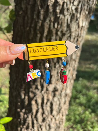 Vintage Teacher Brooch, Vintage Teacher Brooch Pin, Vintage Student Brooch, Vintage Pin, Pencil Brooch, Apple Pin
