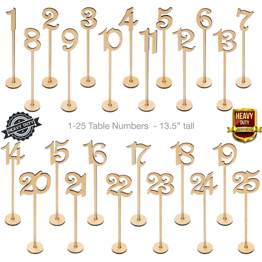 Custom Order Wooden Table Numbers 13.5" Tall [Price Is Per Number]