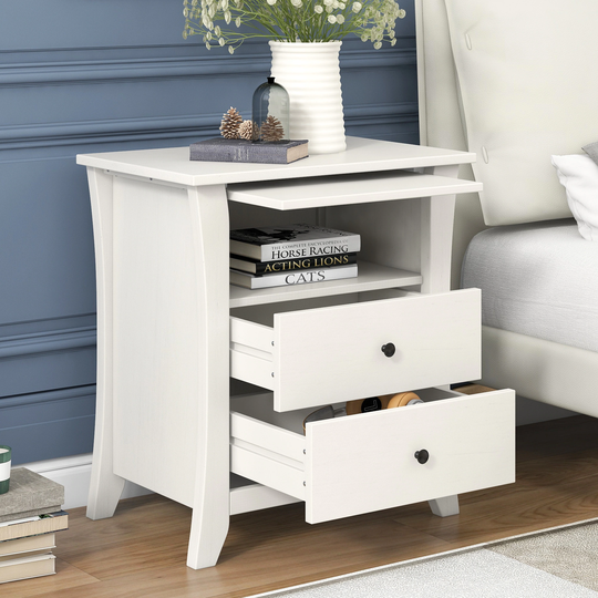 25"H 2-Drawer Storage Nightstand with an Open Cabinet