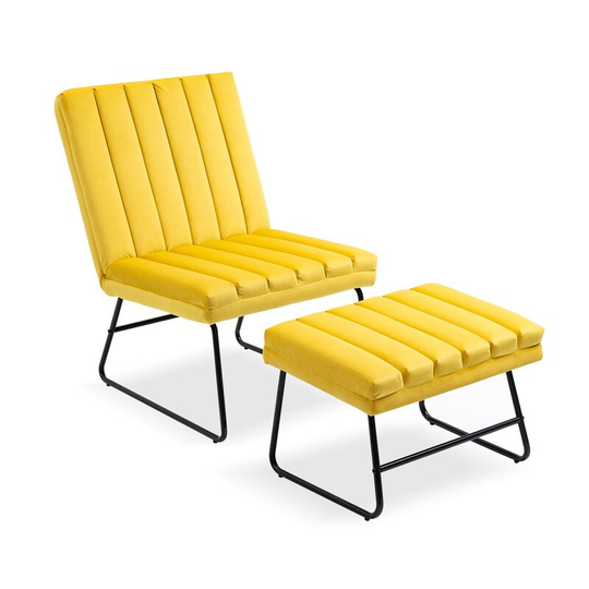 Lazy Lounge Chair, Single Leisure Upholstered Chair with Ottoman