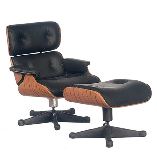 Dollhouse Miniature Eames Lounge Chair With Ottoman